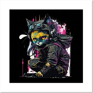 steampunk cat Posters and Art